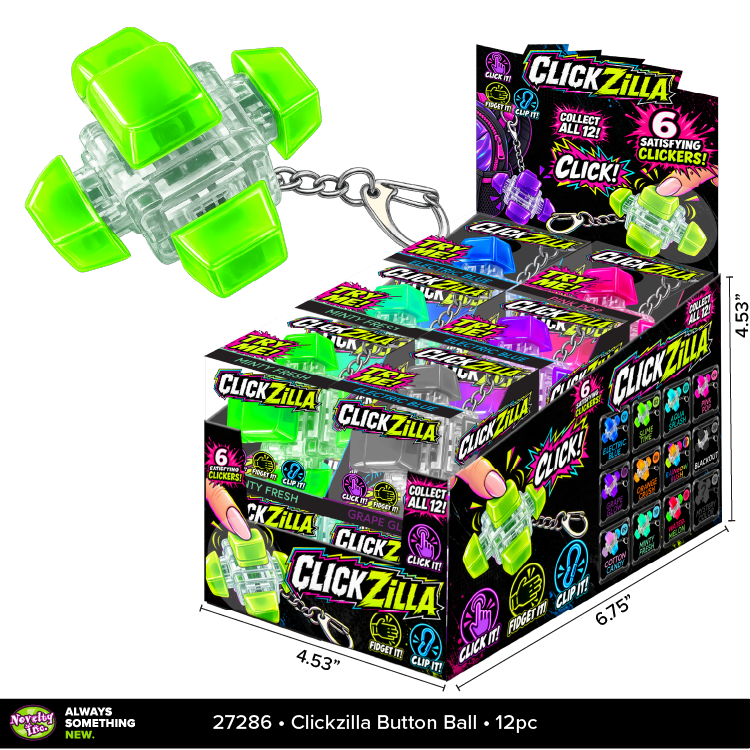 Sensory Fidget ClickZilla Keyboard Button Ball Keychain - 12