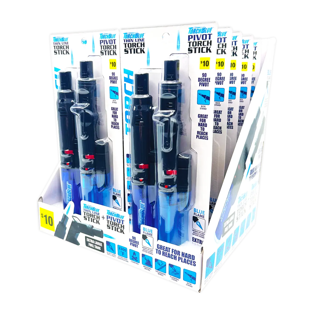 Thin Pivot Torch Stick Lighter 2 Pack Set - 10 Packs Per Retail Ready ...