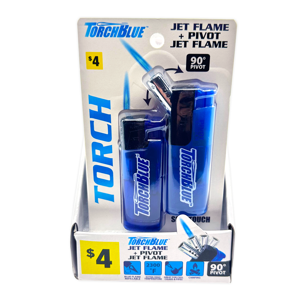 Jet Flame Pivot Head Torch Lighter - 7 Pieces Per Retail Ready Display 41529