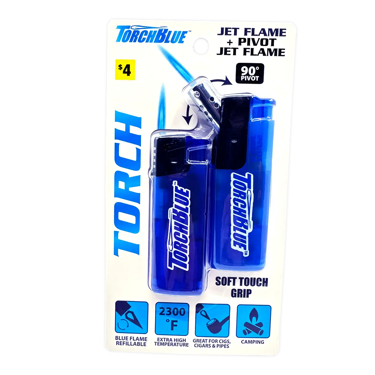 Jet Flame Pivot Head Torch Lighter - 7 Pieces Per Retail Ready Display 41529 WHOLESALE