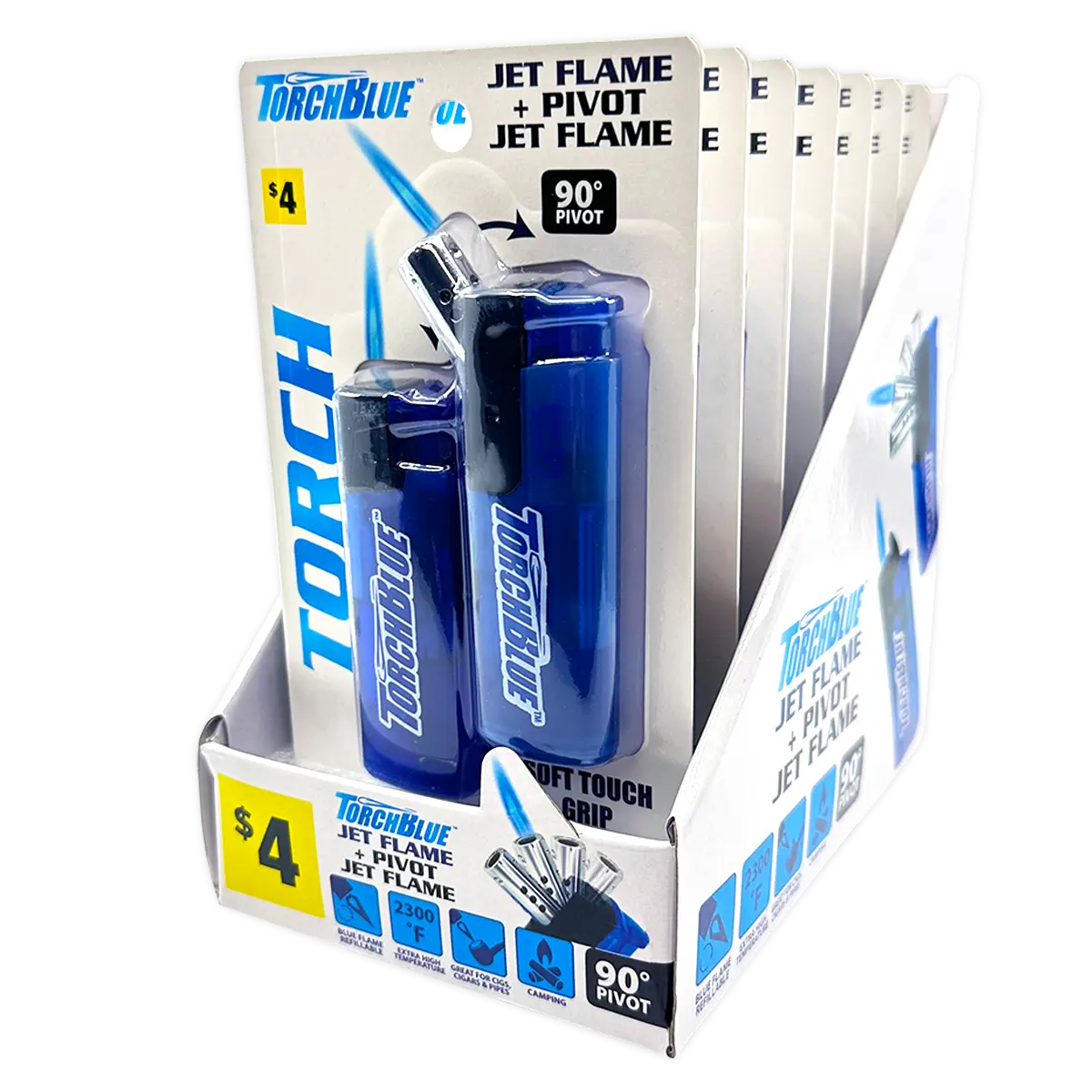 Jet Flame Pivot Head Torch Lighter - 7 Pieces Per Retail Ready Display 41529 WHOLESALE