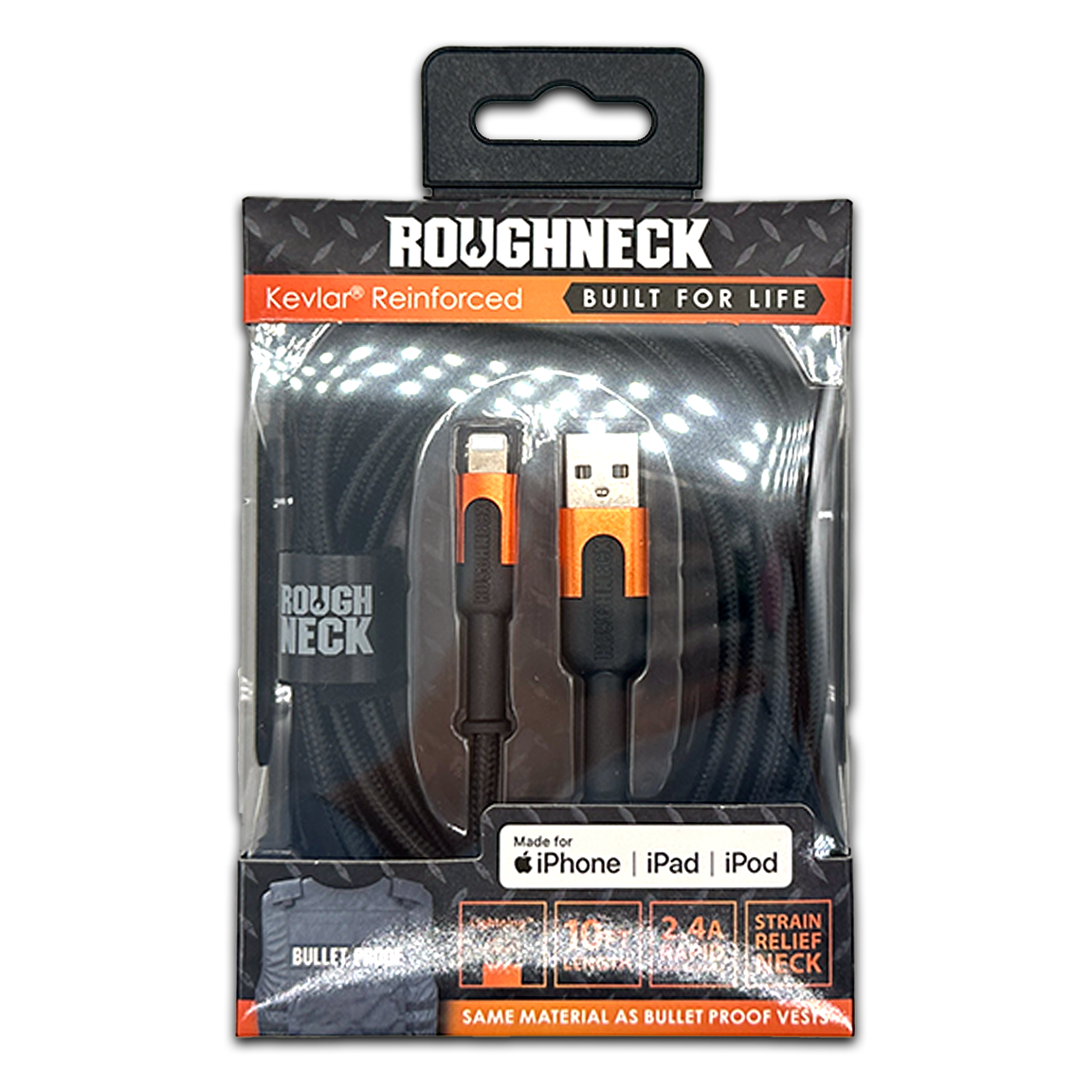 ITEM NUMBER 041594D ROUGHNECK 10FT USB-TO-LIGHTNING CABLE 6 PIECES PER DISPLAY