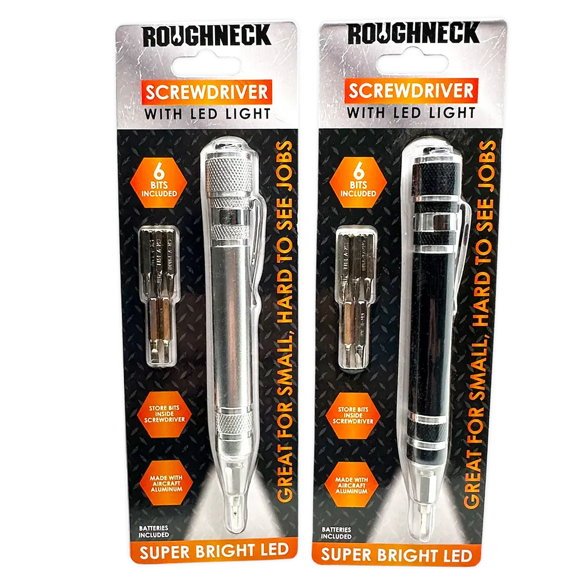 Screwdriver with LED Light - 4 Pieces Per Retail Ready Display 41667 ROUGHNECK