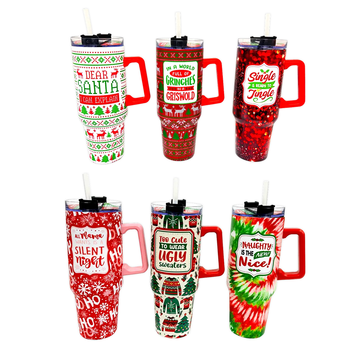 40 oz Insulated Stainless-Steel Holiday Cup - 6 Pieces Per Retail Ready Display 41709 WHOLESALE