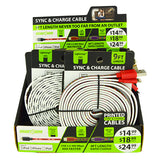 Charging Cables Assortment MFi USB-C Micro 9FT - 12 Pieces Per Retail Ready Display 88108