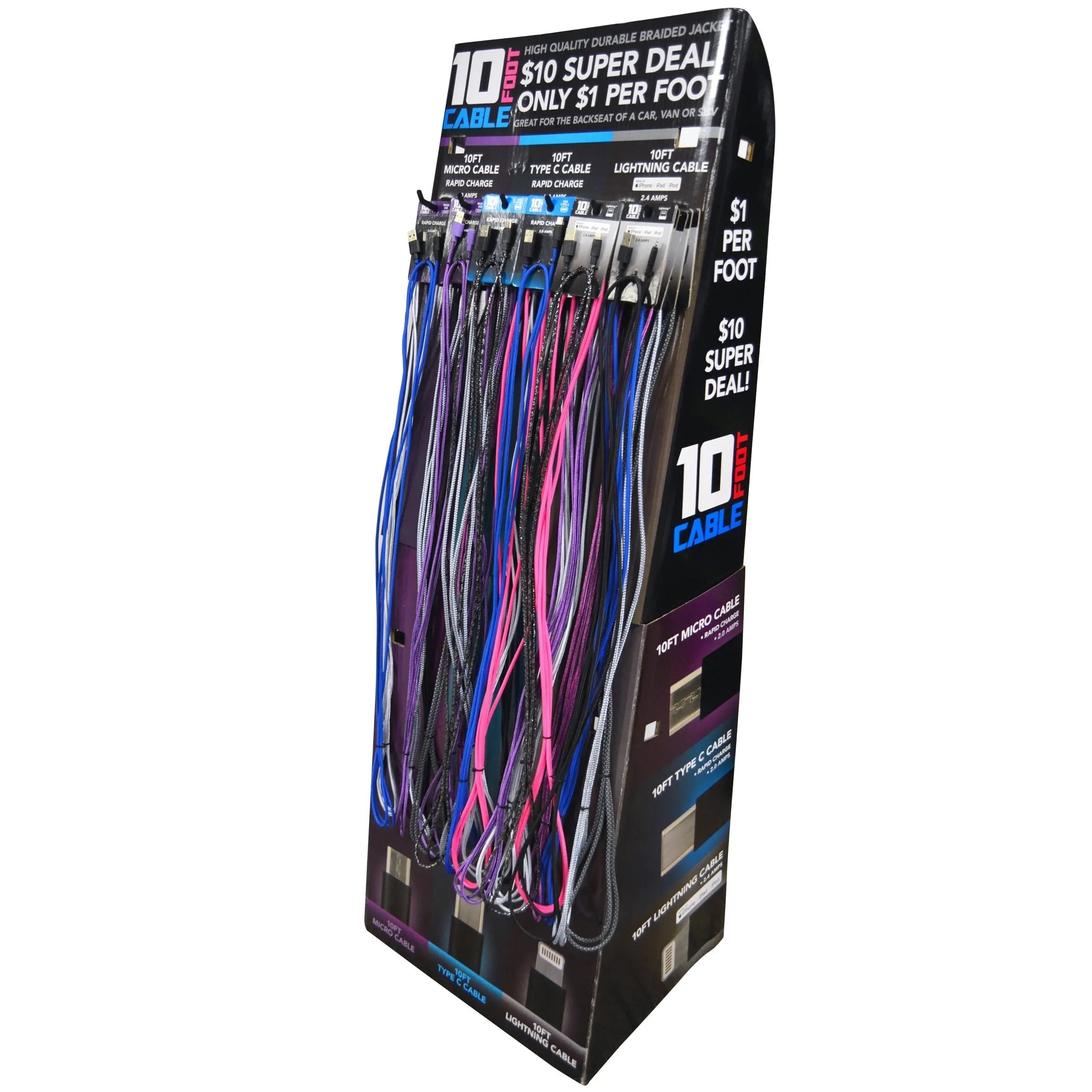 10 Foot Cable Floor Display