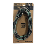 ITEM NUMBER 022136L 10FT WORN CANVAS CABLE USB-C  - STORE SURPLUS NO DISPLAY 2 PIECES PER PACK STORE SURPLUS