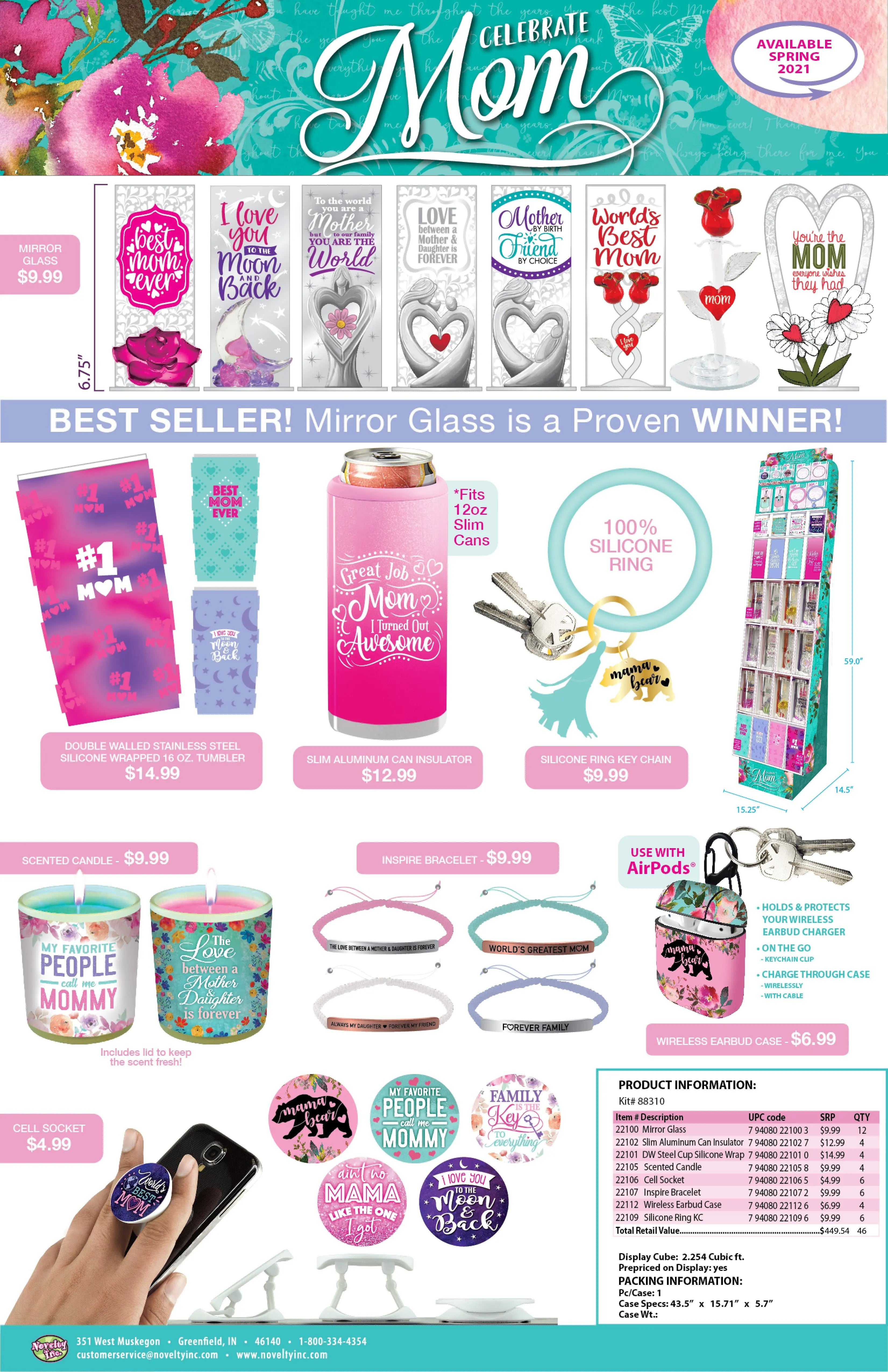 Mother's Day Celebrate Mom Assortment Floor Display - 46 Pieces Per Retail Ready Floor Display 88310 WHOLESALE