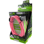 Charging Cable Glow in The Dark Assortment 10FT 2.4 Amp - 6 Pieces Per Retail Ready Display  88320 WHOLESALE