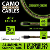 Charging Cable Camo Assortment 3FT - 12 Pieces Per Retail Ready Display 25112