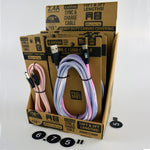 Tie Dye Canvas Charging Cable Assortment - 12 Pieces Per Retail Ready Display 88353 WHOLESALE