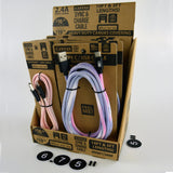 Tie Dye Canvas Charging Cable Assortment - 12 Pieces Per Retail Ready Display 88353 WHOLESALE