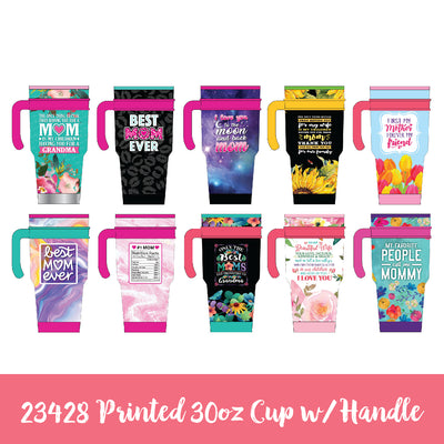 ITEM NUMBER 023428L PRINTED 30OZ CUP 2 - STORE SURPLUS NO DISPLAY 10 PIECES PER PACK