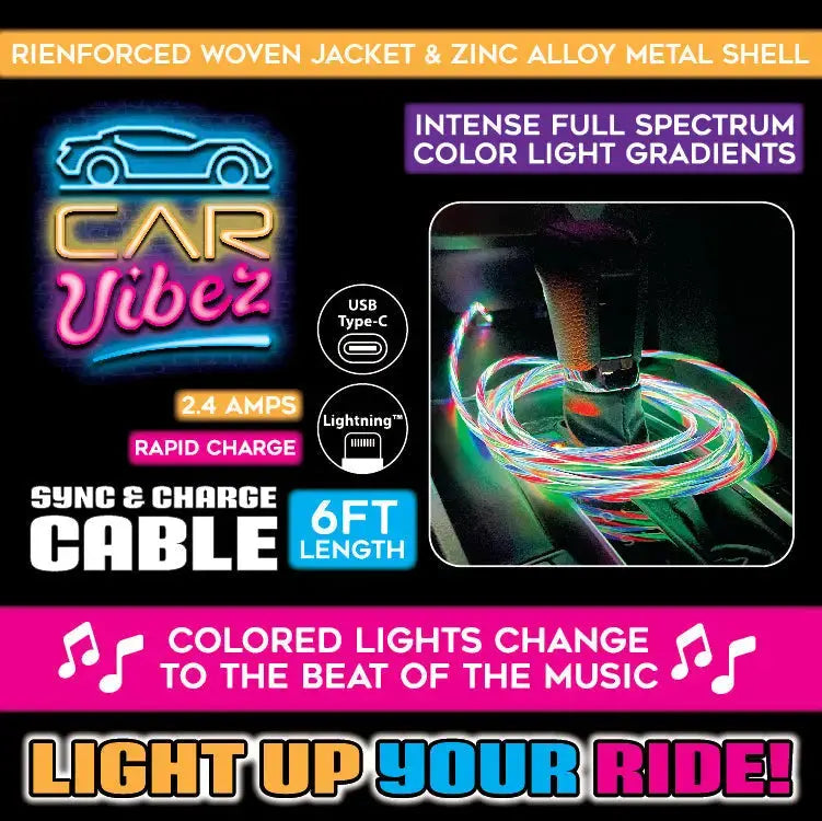 Charging Cable LED Light-Up Assortment - 6 Pieces Per Retail Ready Display 88472 WHOLESALE
