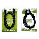 Charging Cable Reinforced Assortment 3FT 2.4 Amp - 6 Pieces Per Retail Ready Display 88476 WHOLESALE