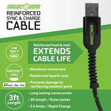 Charging Cable Reinforced Assortment 3FT 2.4 Amp - 6 Pieces Per Retail Ready Display 88476 WHOLESALE