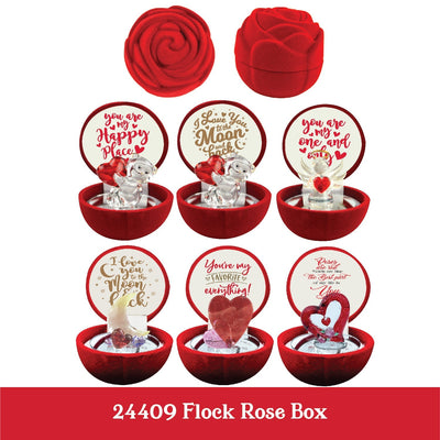 Glass Flock Rose - Store Surplus No Display - 6 Pieces Per Pack 24409L
