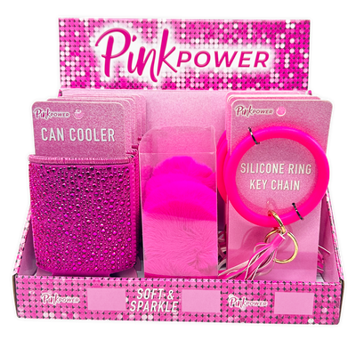 ITEM NUMBER 088528 Pink Power Key Chain & Can Cooler Assortment 18 PIECES PER DISPLAY