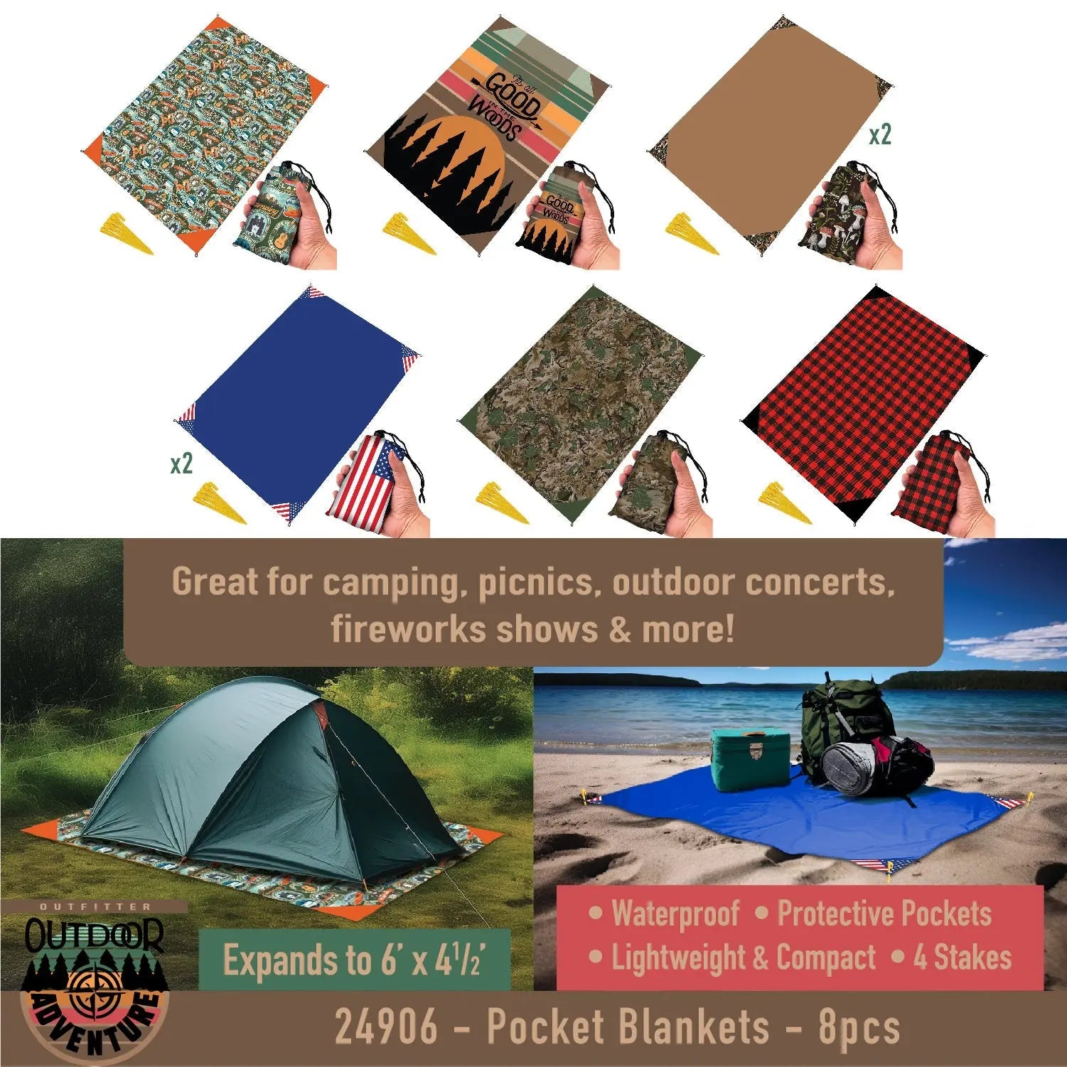 closeout tents OUTDOOR ADVENTURES POCKET BLANKET - STORE SURPLUS NO DISPLAY
