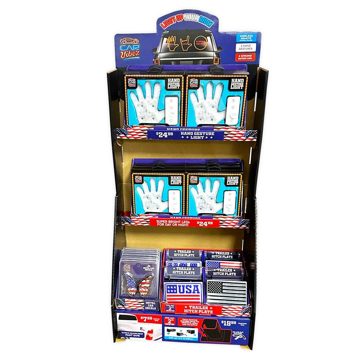 Waving Hand Car Accessories Assortment Floor Display - 18 Pieces Per Retail Ready Display  88537 WHOLESALE