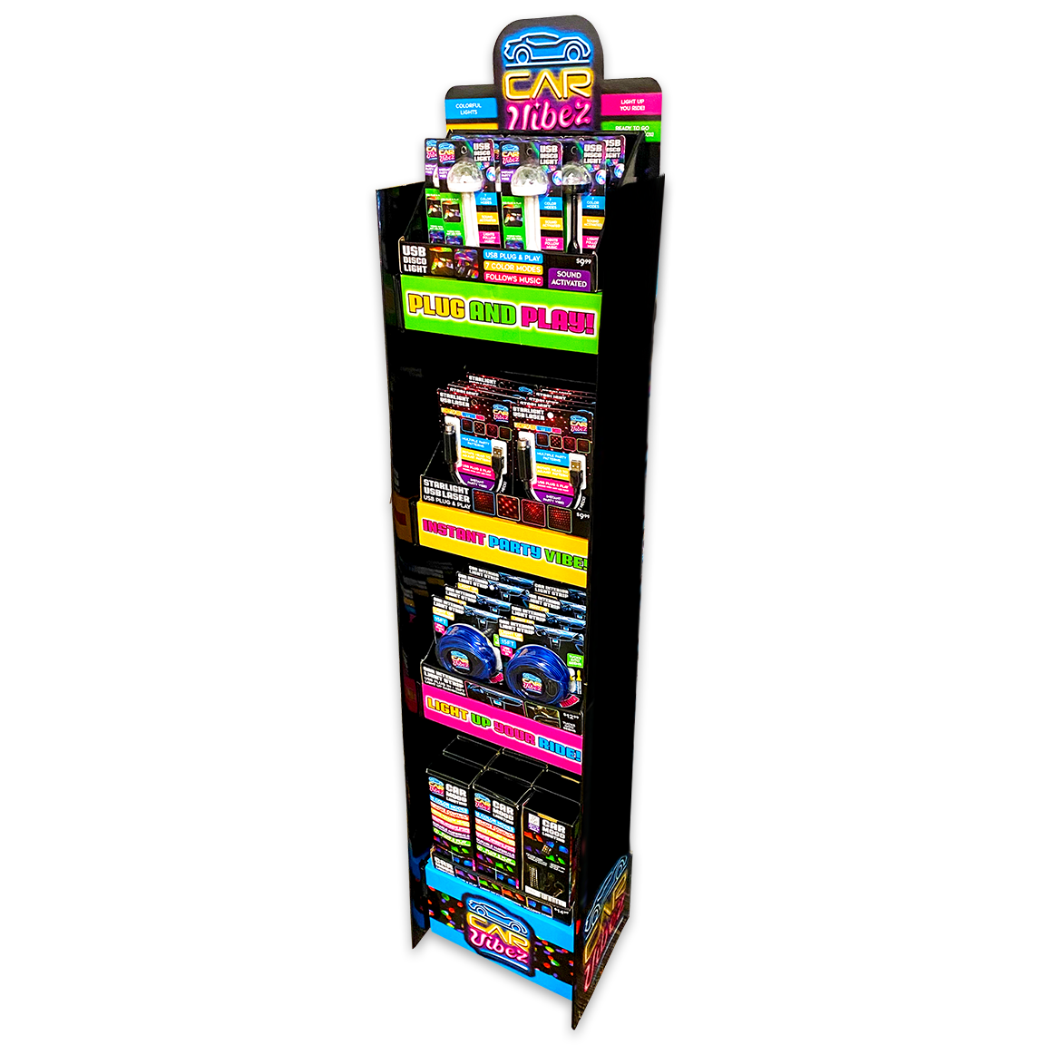 Car Lighting and Auto Accessories Assortment Floor Display - 40 Pieces Per Retail Ready Display 88540