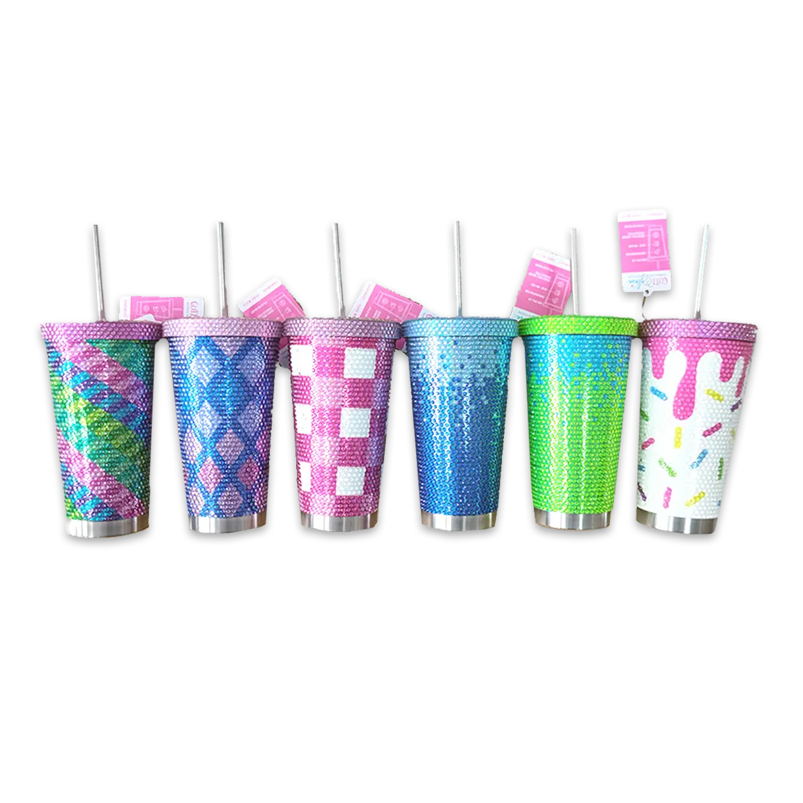 20oz Rhinestone Straw Cup - Store Surplus No Display - 6 Pieces Per Pack 25145L STORE SURPLUS