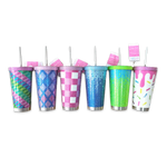 20oz Rhinestone Straw Cup - Store Surplus No Display - 6 Pieces Per Pack 25145L STORE SURPLUS