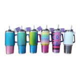 40oz Rhinestone Handle Tumbler Cup - Store Surplus No Display - 6 Pieces Per Pack 25143L STORE SURPLUS