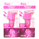 Dual Port USB-A / USB-C Charger Pink Ribbon B - Store Surplus No Display - 2 Pieces Per Pack 25185L