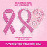 Rhinestone Pink Ribbon Decal - Store Surplus No Display - 1 Pieces Per Pack 25224L