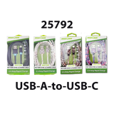 USB-C / USB-A Charging Cable Assortment 10FT 20 Watts - 6 Pieces Per Retail Ready Display 88602 GADGET GEAR