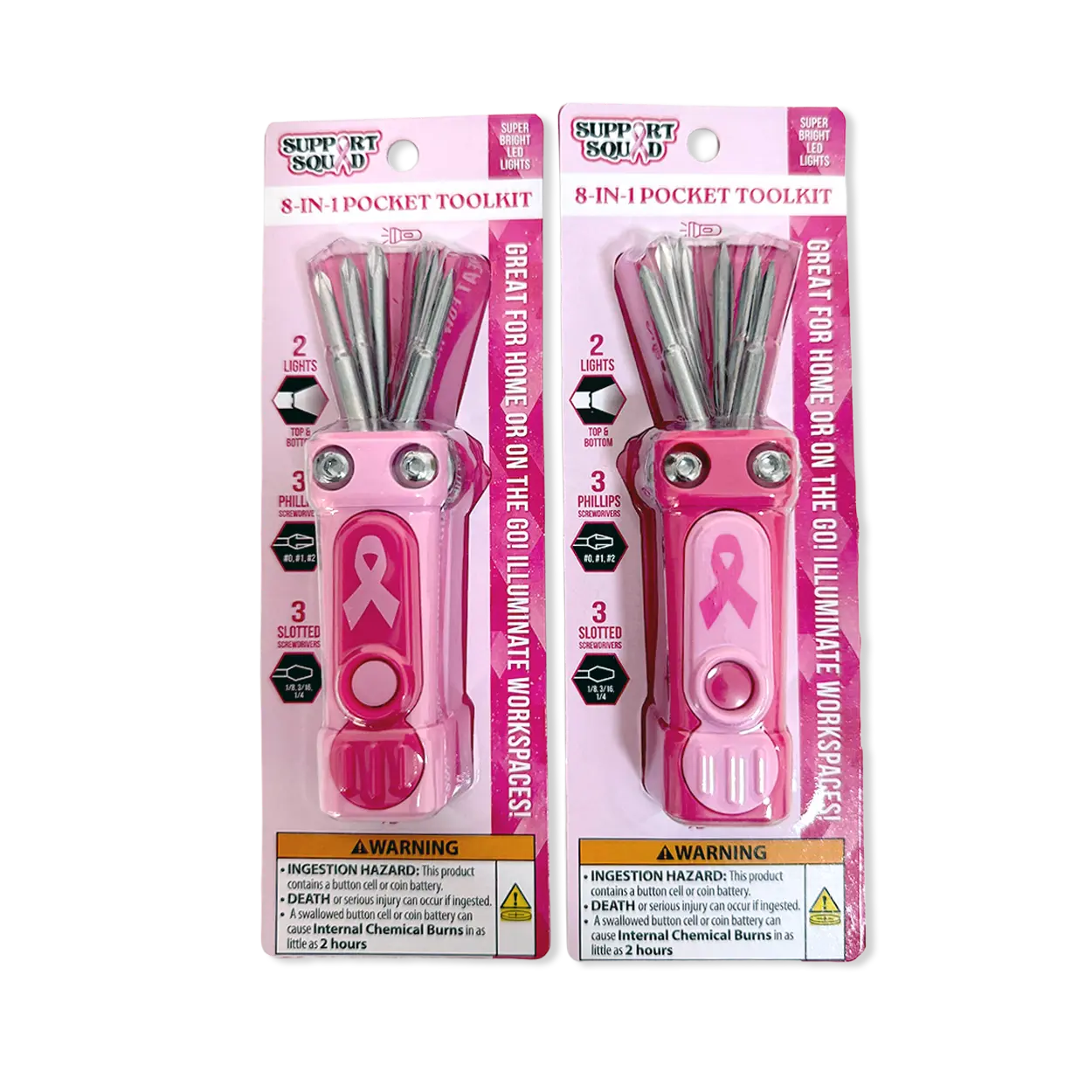 Breast Cancer Awareness Pink Support Squad Assortment Floor Display - 50 Pieces Per Retail Ready Display 88609 WHOLESALE