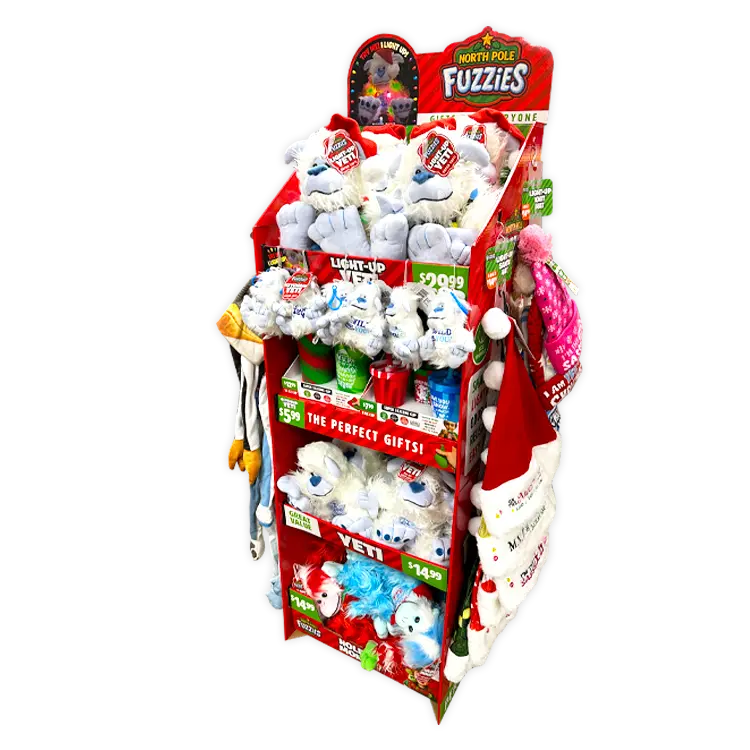 North Pole Fuzzies Yeti Gift Assortment Floor Display - 60 Pieces Per Retail Ready Display 88612 WHOLESALE