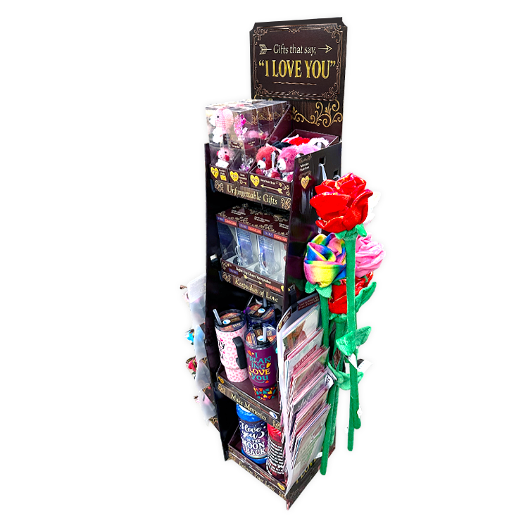 Valentines Day Rose Plush and Gift Assortment Floor Display - 78 Pieces Per Retail Ready Display Kit 88615 WHOLESALE