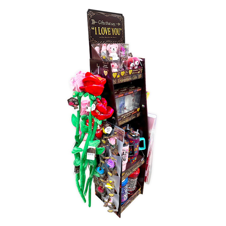 Valentines Day Rose Plush and Gift Assortment Floor Display - 78 Pieces Per Retail Ready Display Kit 88615 WHOLESALE