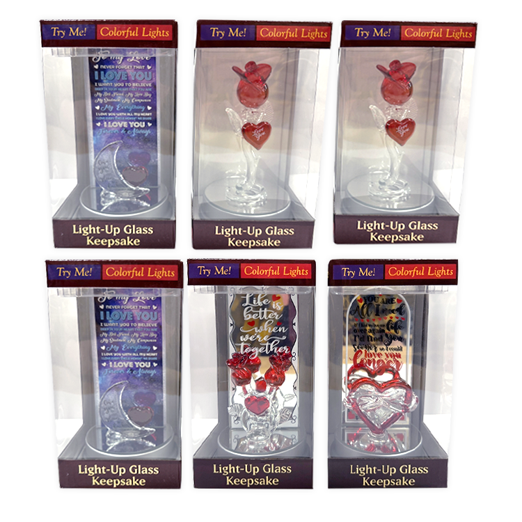 Valentine's Day Light-Up Glass - Store Surplus No Display - 6 Pieces Per Pack 26193L STORE SURPLUS