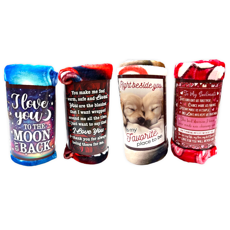 Valentine's Day Blanket - Store Surplus No Display - 4 Pieces Per Pack 26197L STORE SURPLUS