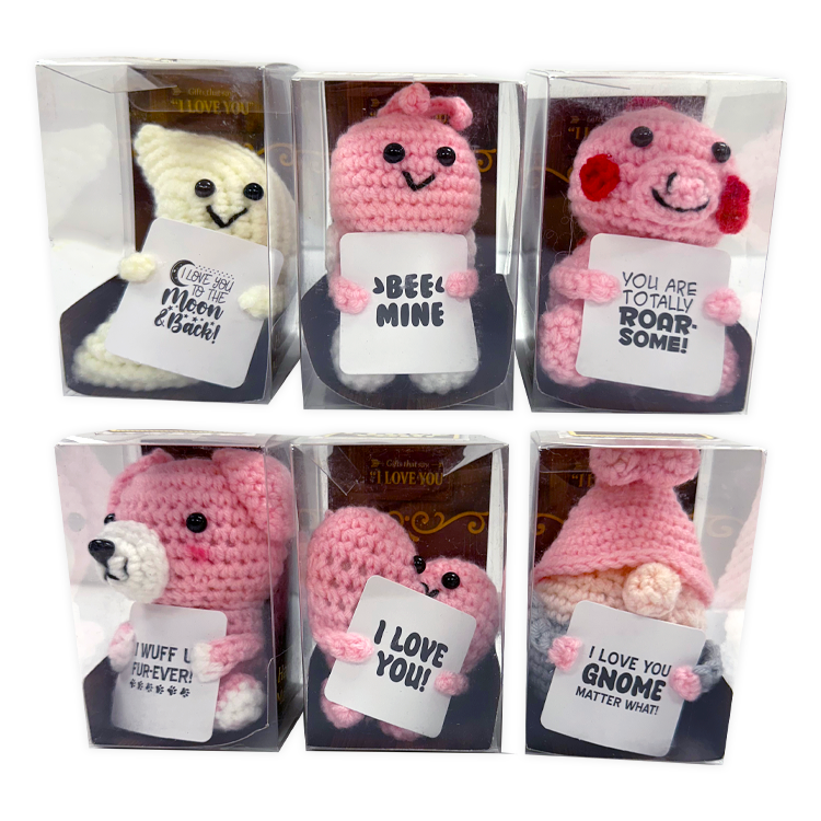 Valentine's Day Crochet Plush - Store Surplus No Display - 6 Pieces Per Pack 26187L STORE SURPLUS