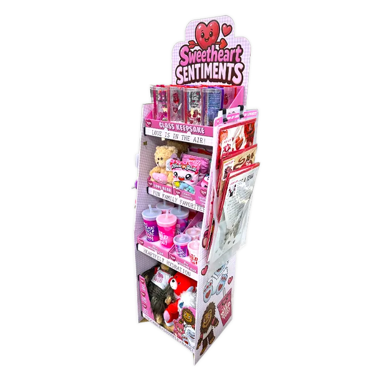 Valentines Day Glass Plush and Gift Assortment Floor Display - 56 Pieces Per Retail Ready Display Kit 88616 WHOLESALE