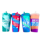 22oz Printed Mother's Day Cups - Store Surplus No Display - 4 Pieces Per Pack 26353L