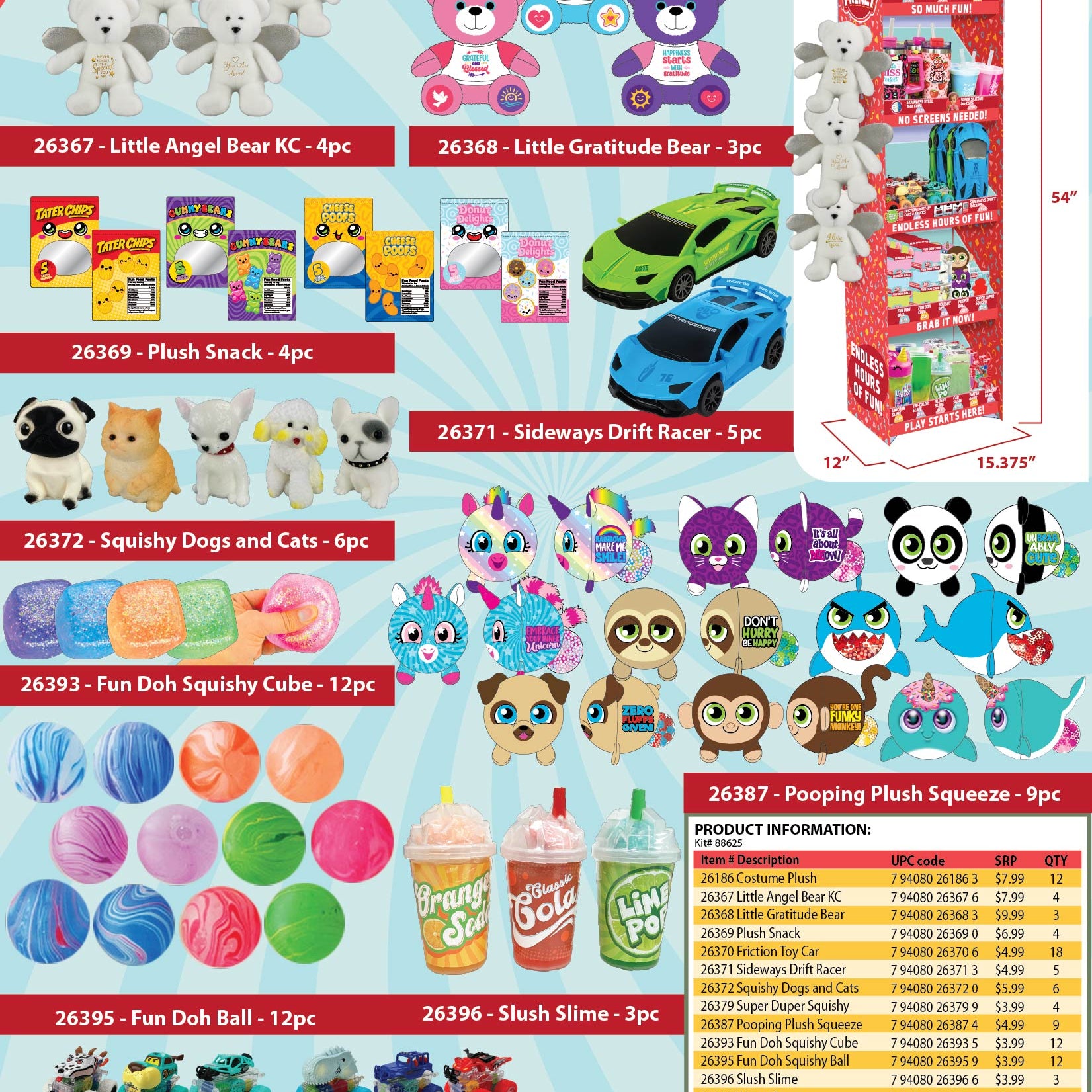 Fun Frenzy Toy Assortment Floor Display - 130 Pieces Per Retail Ready Display Kit 88625 NOVELTY INC