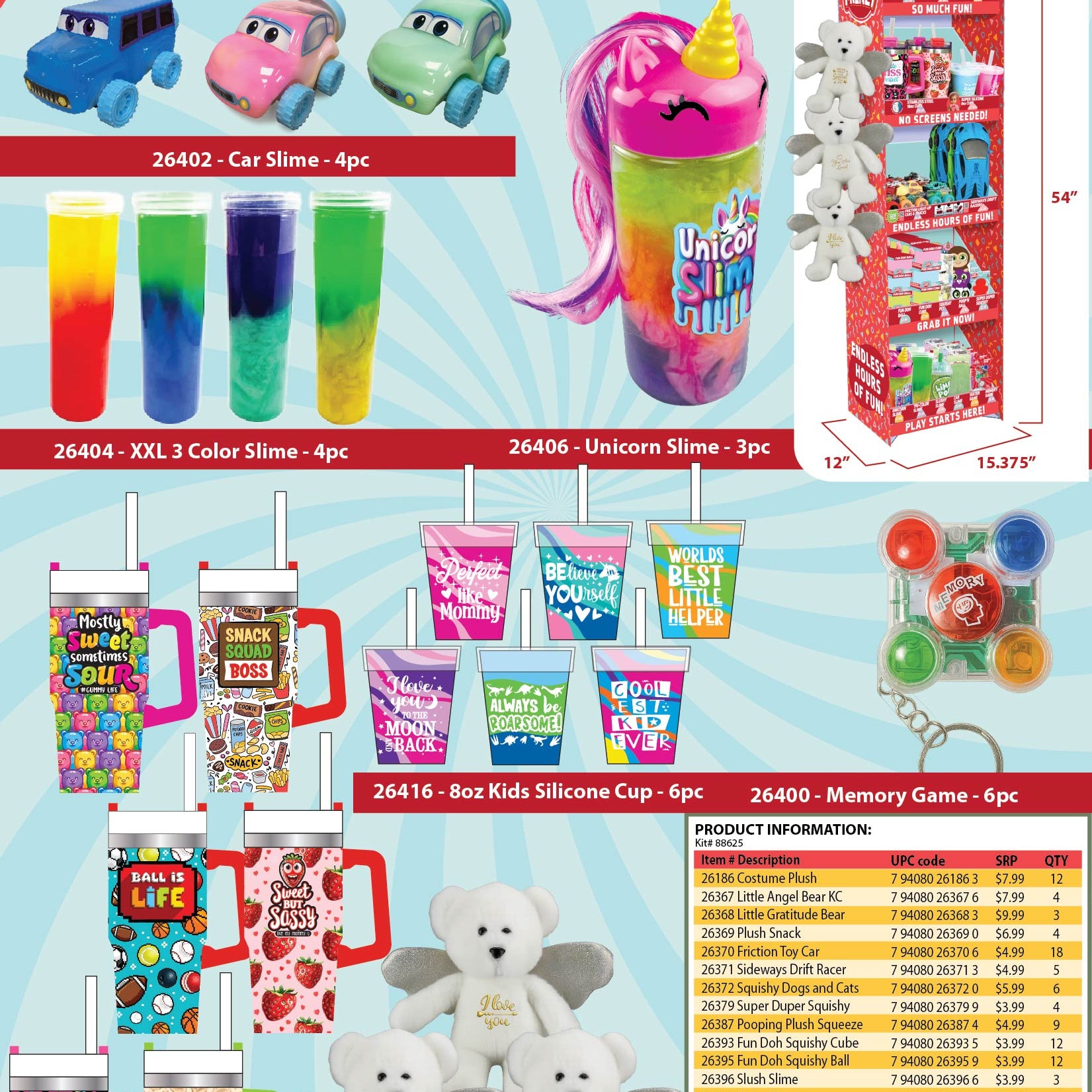 Fun Frenzy Toy Assortment Floor Display - 130 Pieces Per Retail Ready Display Kit 88625 NOVELTY INC