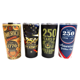 Patriotic 20oz Stainless Steel Cups - Store Surplus No Display - 4 Pieces Per Pack 26514L