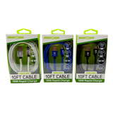 10FT USB-A to USB-C Charging Cable - Store Surplus No Display - 3 Pieces Per Pack 26647L (Copy)