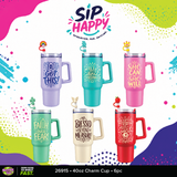 Charm Cup 40oz with Charm Straw Topper - Store Surplus No Display - 6 Pieces Per Pack 26916L