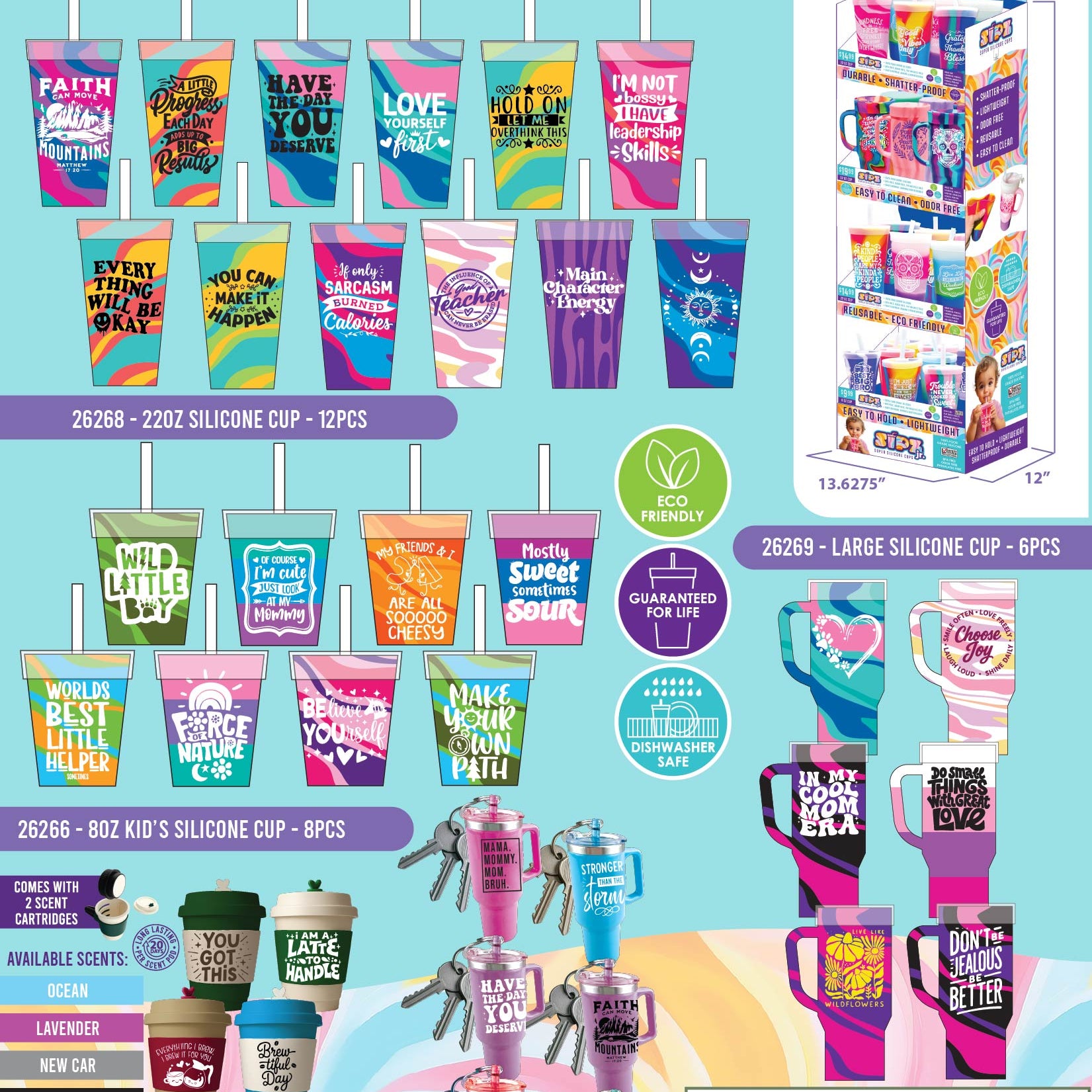 Sipz Silicone Cup Assortment Floor Display - 38 Pieces Per Retail Ready Display Kit 88622 NOVELTY INC