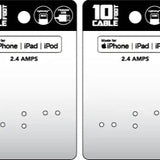 10FT MFi Charging Cable - Store Surplus No Display - 8 Pieces Per Pack 24005L STORE SURPLUS