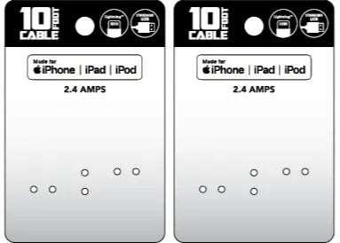 10FT MFi Charging Cable - Store Surplus No Display - 8 Pieces Per Pack 24005L STORE SURPLUS