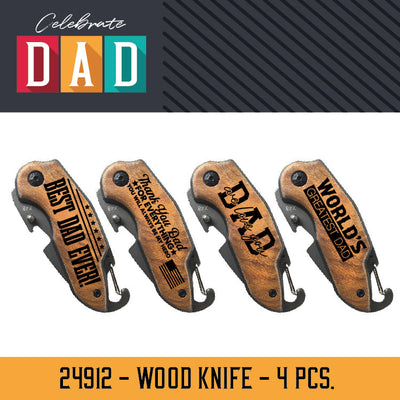 FATHER'S DAY WOOD KNIFE - STORE SURPLUS NO DISPLAY - 4 PIECES PER PACK 24912L
