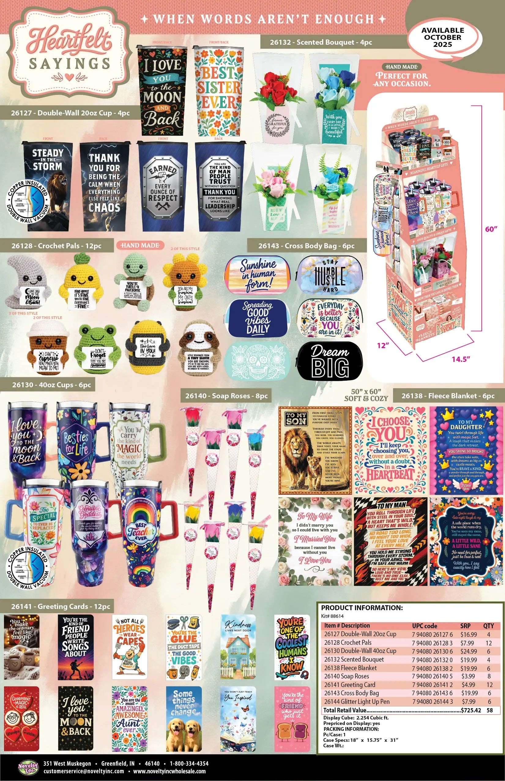 Heartfelt Sayings Gift Assortment Floor Display - 58 Pieces Per Retail Ready Display 88614 KIPP BROTHERS